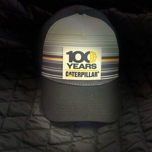 Caterpillar 100 Year Celebration Ball Cap • Striped • Embroidered Snapback NEW